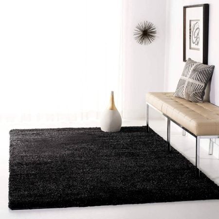 Modern Black Shaggy Hall Rug